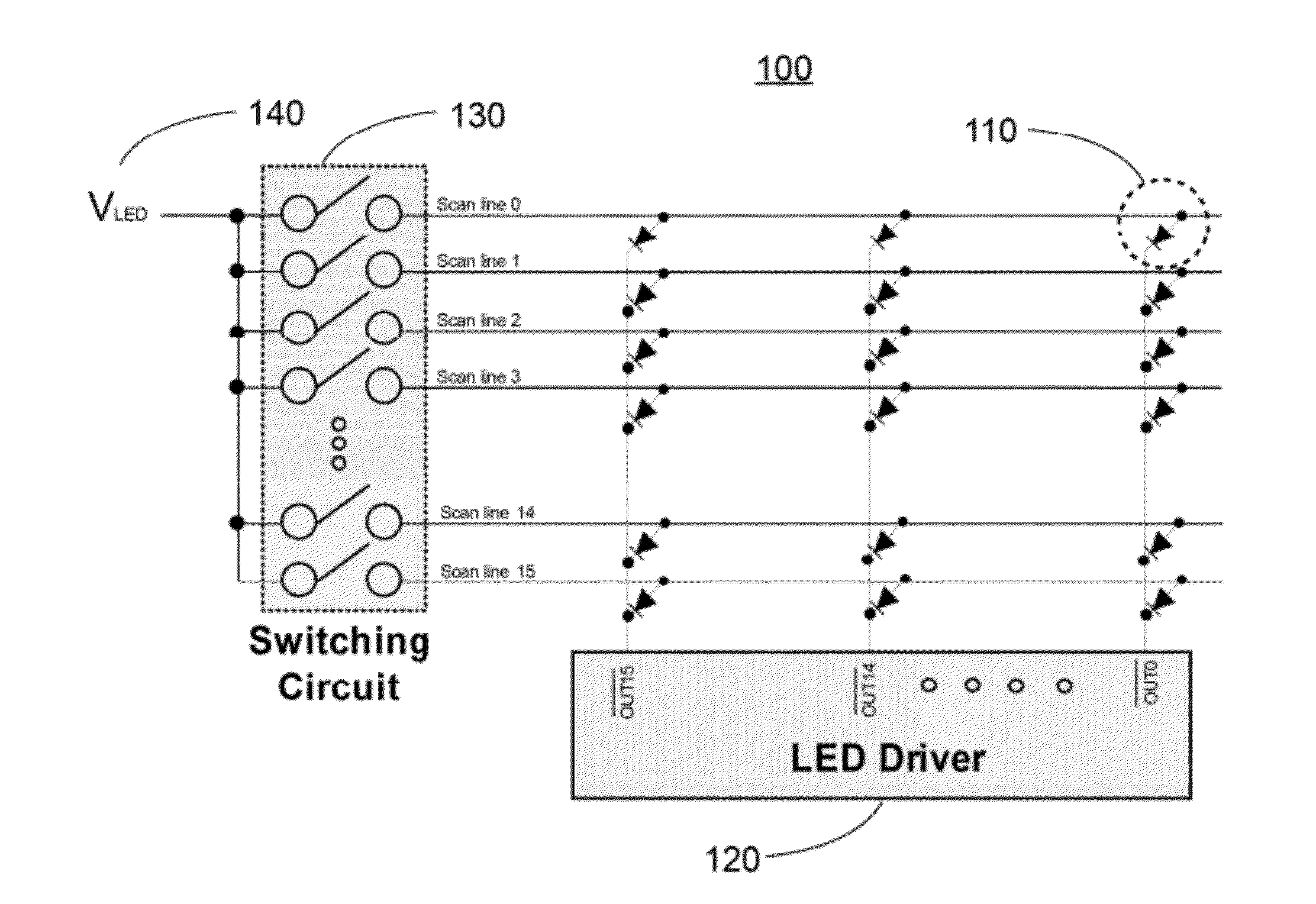 Circuits for eliminating ghosting phenomena in display panel having light emitters