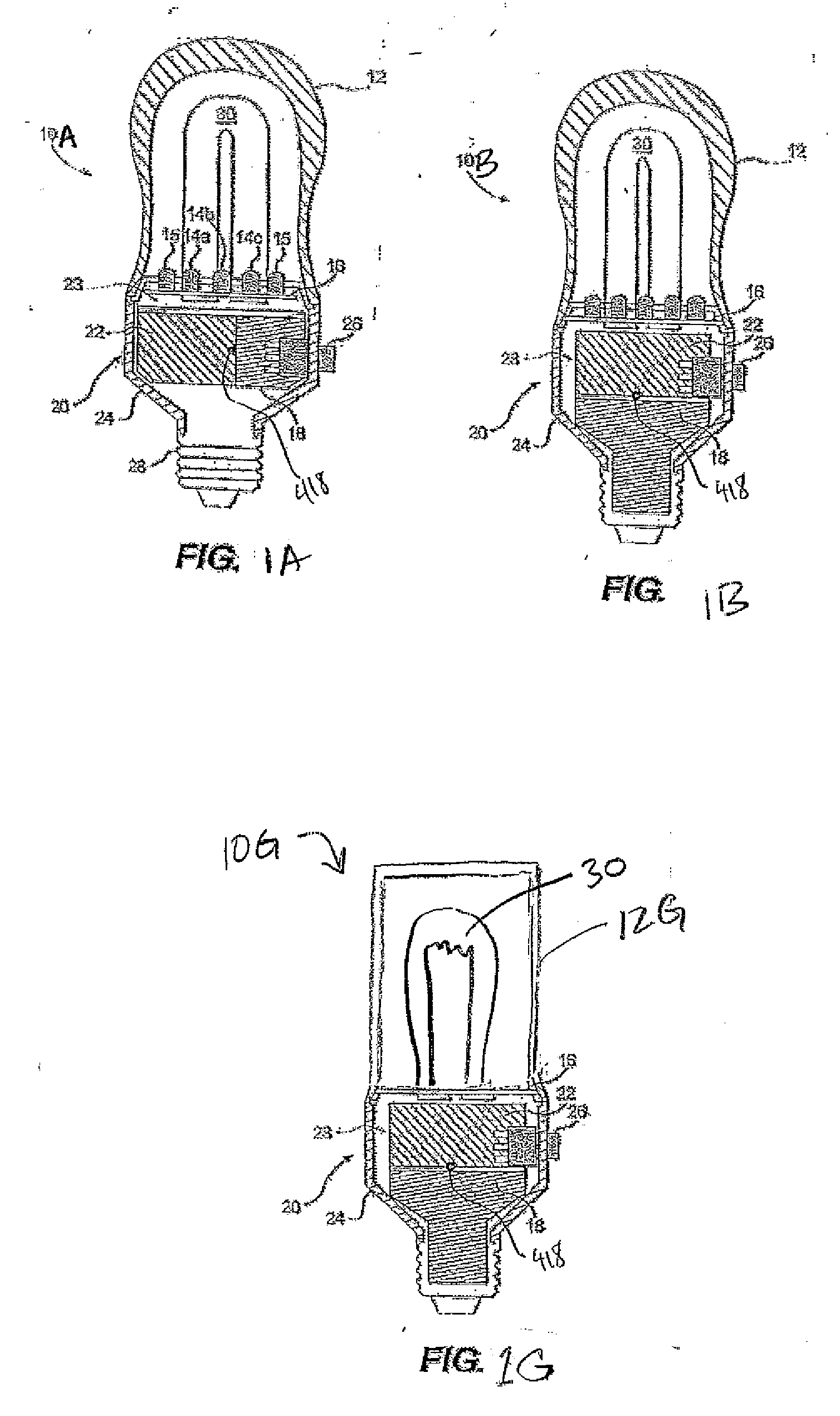 Combination White Light and Colored LED Light Device with Active Ingredient Emission