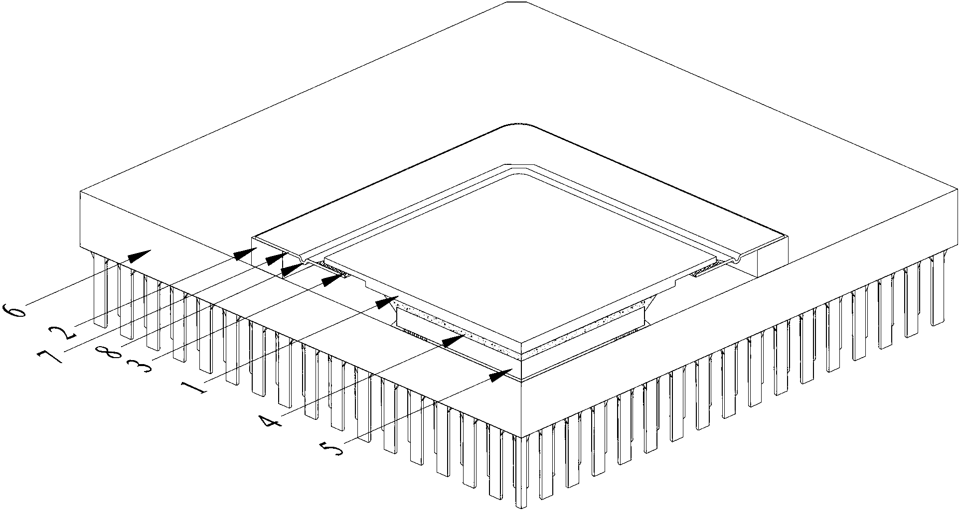 Airtightness packaging radiating structure of integrated circuit