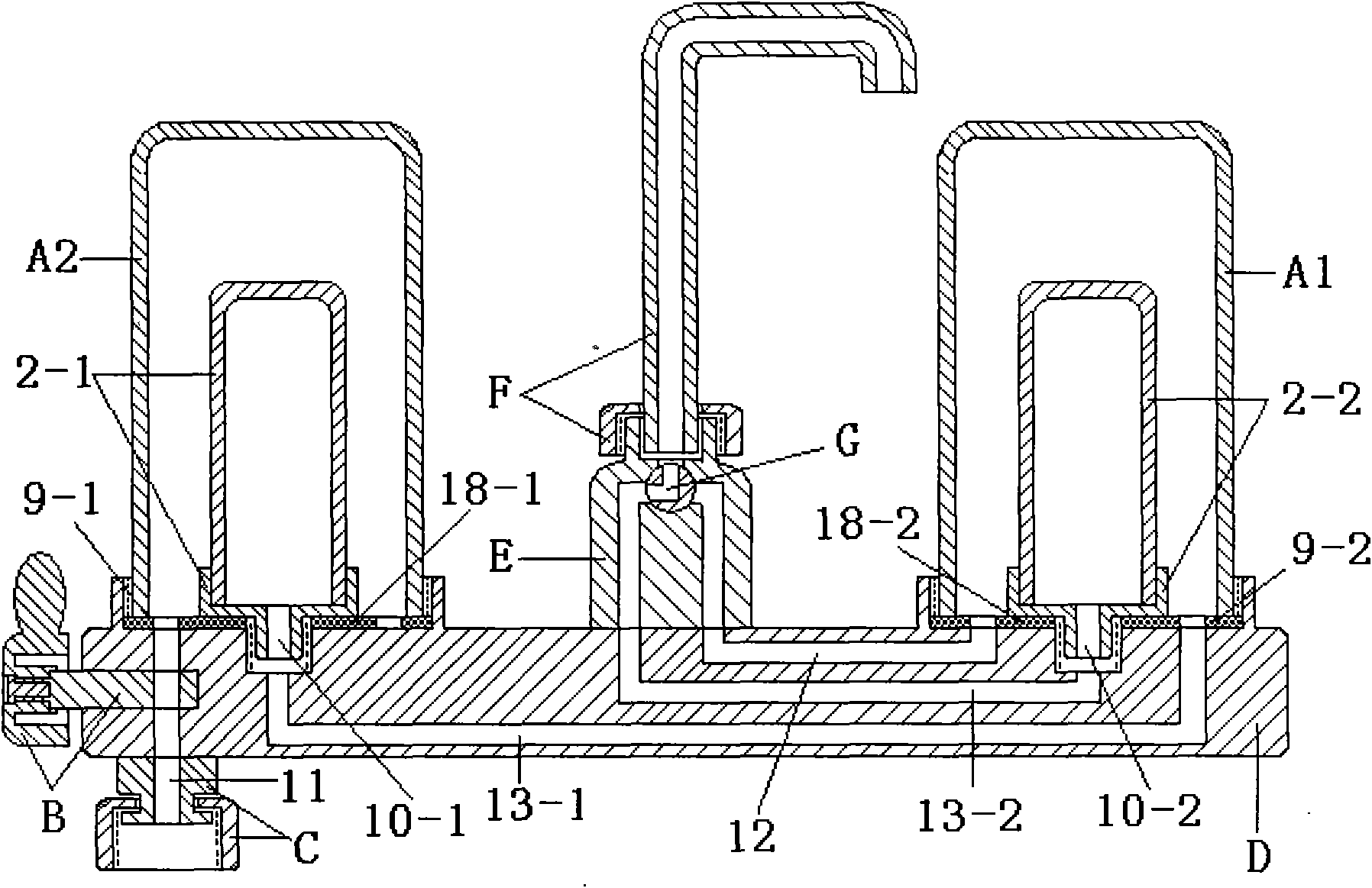 Single-tube siamesed tap with double water filters
