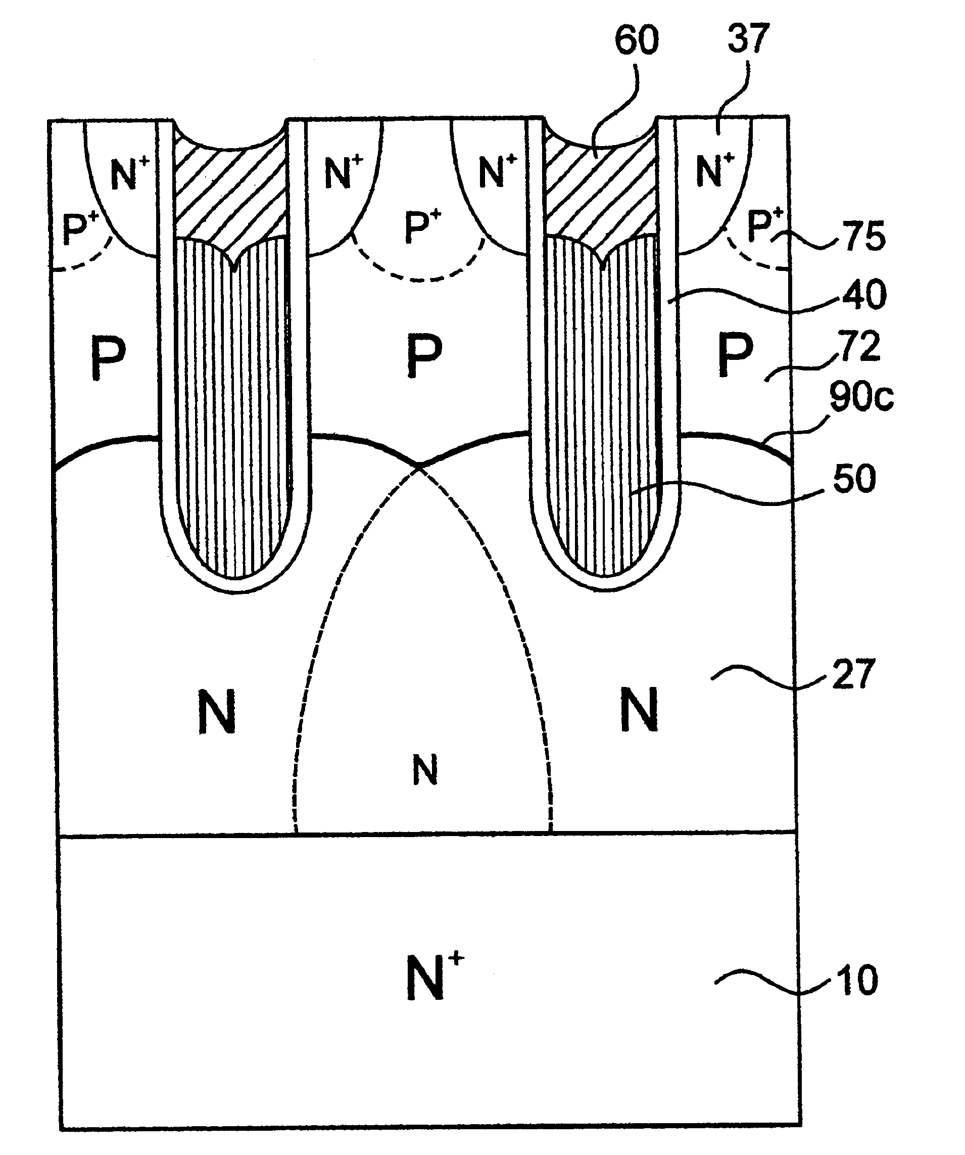 Low voltage high density trench-gated power device with uniformly doped channel and its edge termination technique