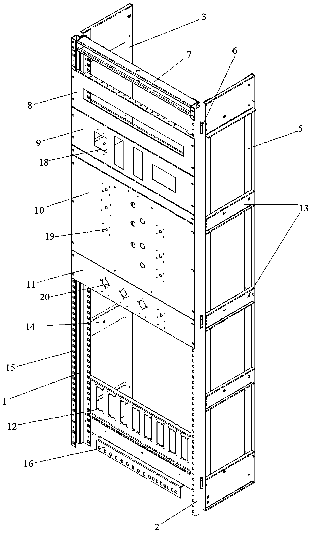 Plane installation structure and installation method of control cabinet in GIS combined electrical apparatus