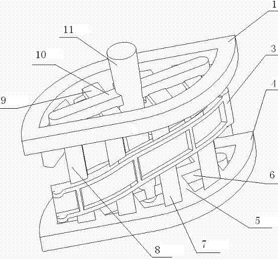 Space curve type casting anti-deformation box cage structure and machining method