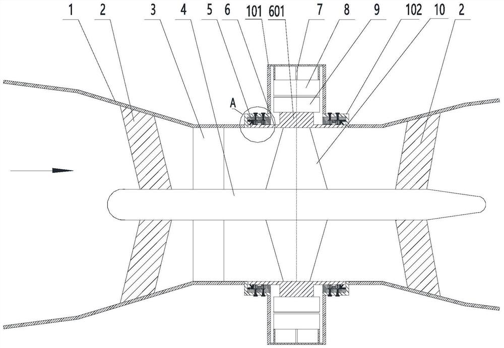 Rim sealing device of water-turbine generator set