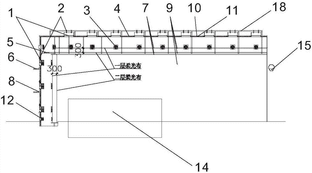 A u-shaped soft light shadowless studio system