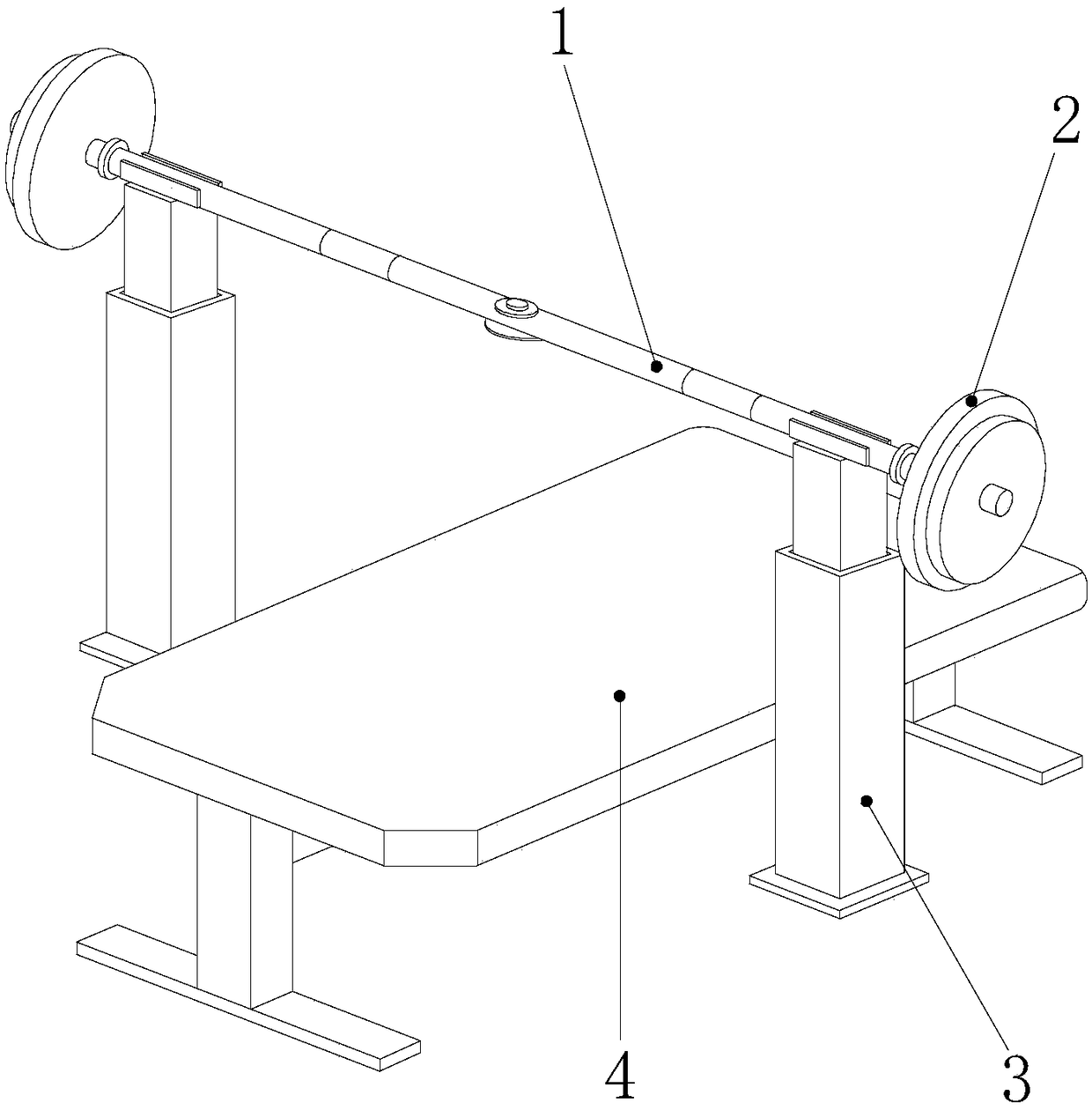 Barbell for integration of safety protection and training in bench press