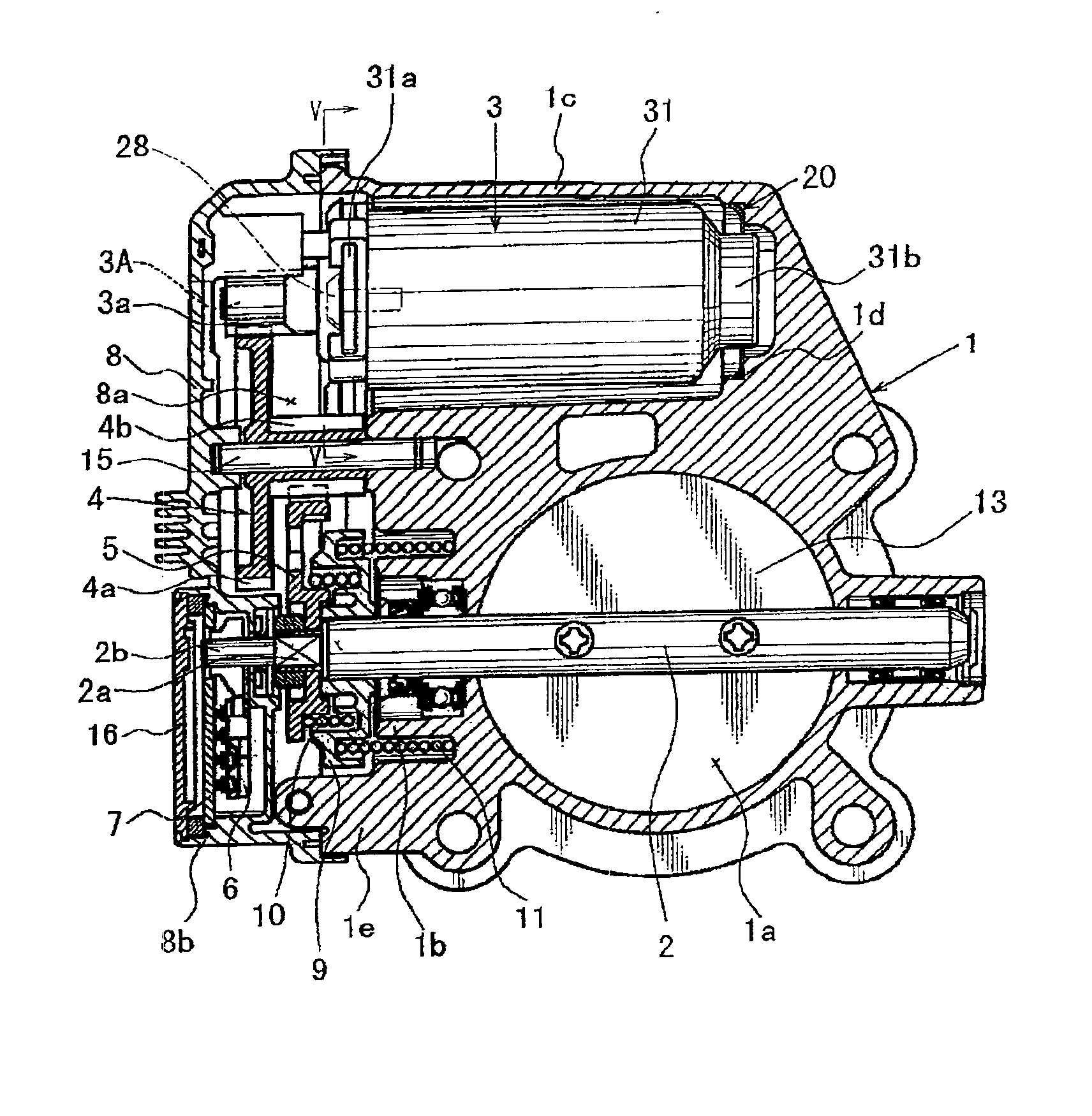 Throttle devices having motors supported by elastic, metallic support members