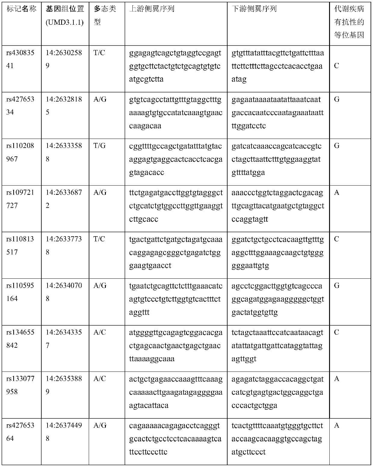 Molecular marker related to cow perinatal period metabolic disease resistance and application