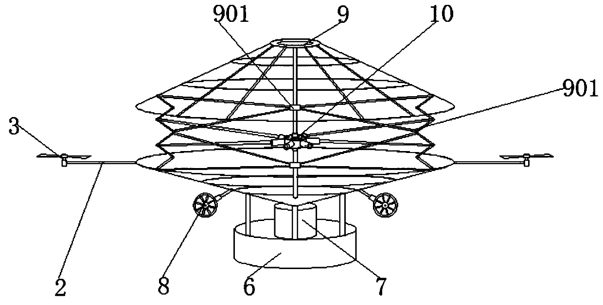 Two-duct propulsion control four-rotor-wing solar butterfly variant airship