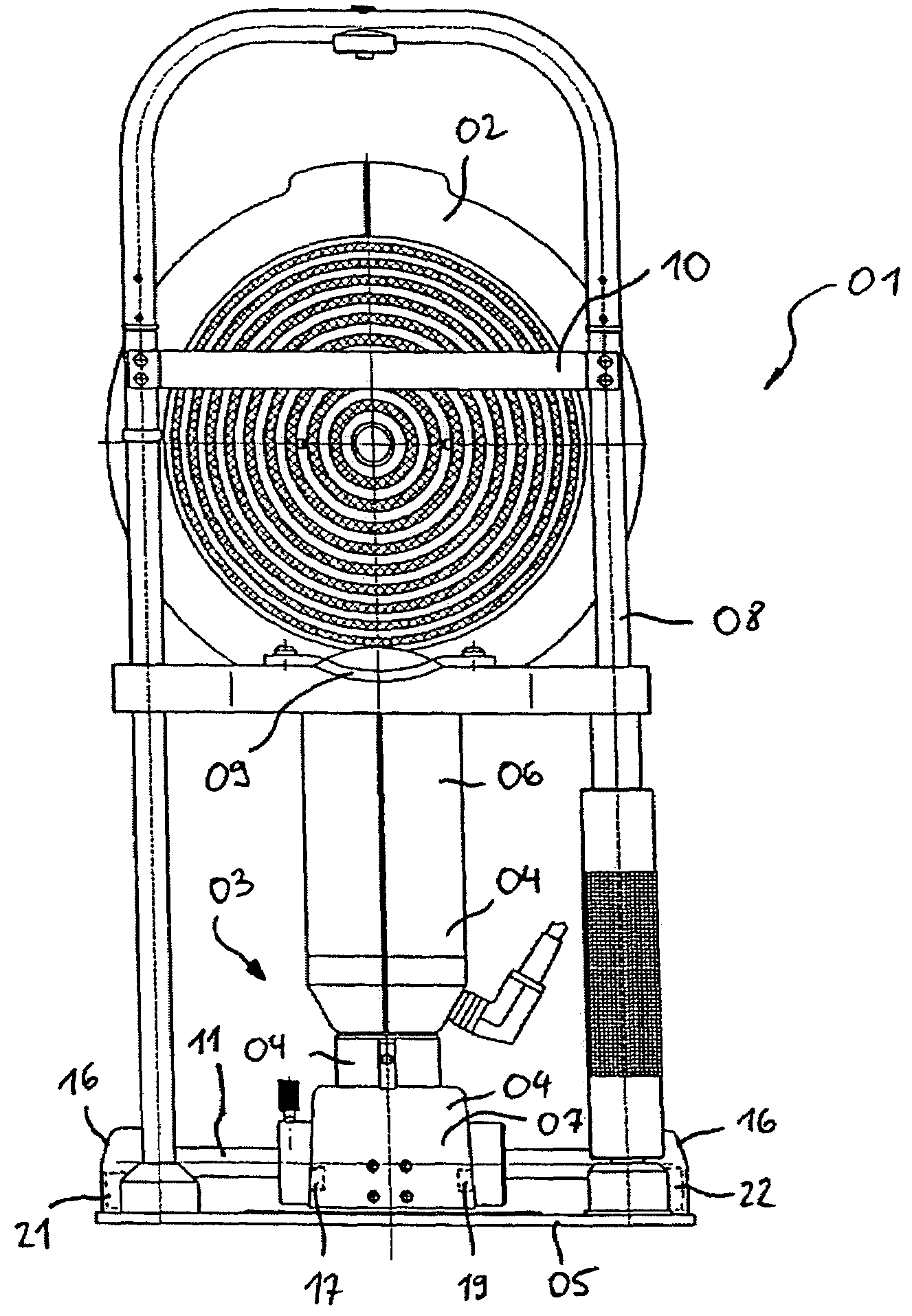 Device for carrying out examinations of the human eye