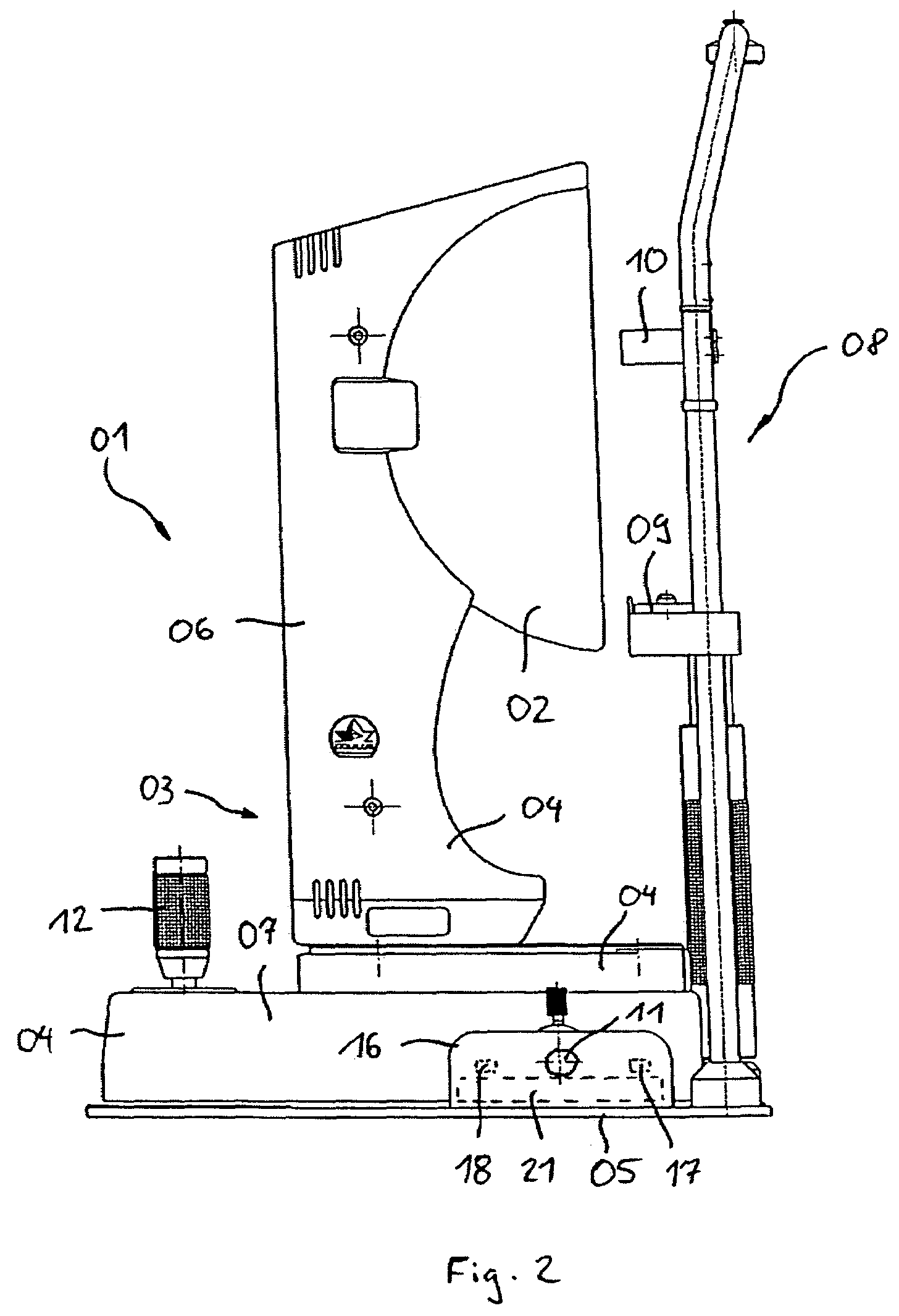 Device for carrying out examinations of the human eye