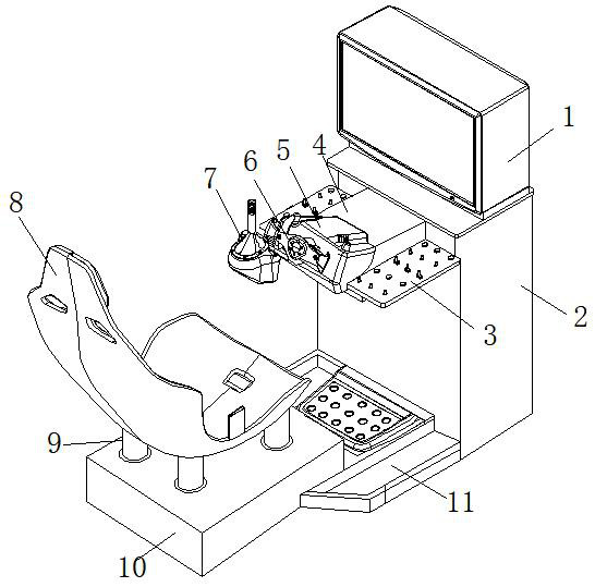 A flight simulator steering gear simulation device