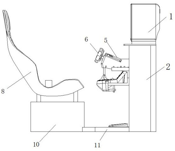 A flight simulator steering gear simulation device