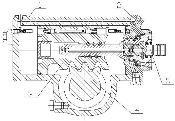 Rack gear-sector pair with variable transmission clearance characteristic and automobile steering gear