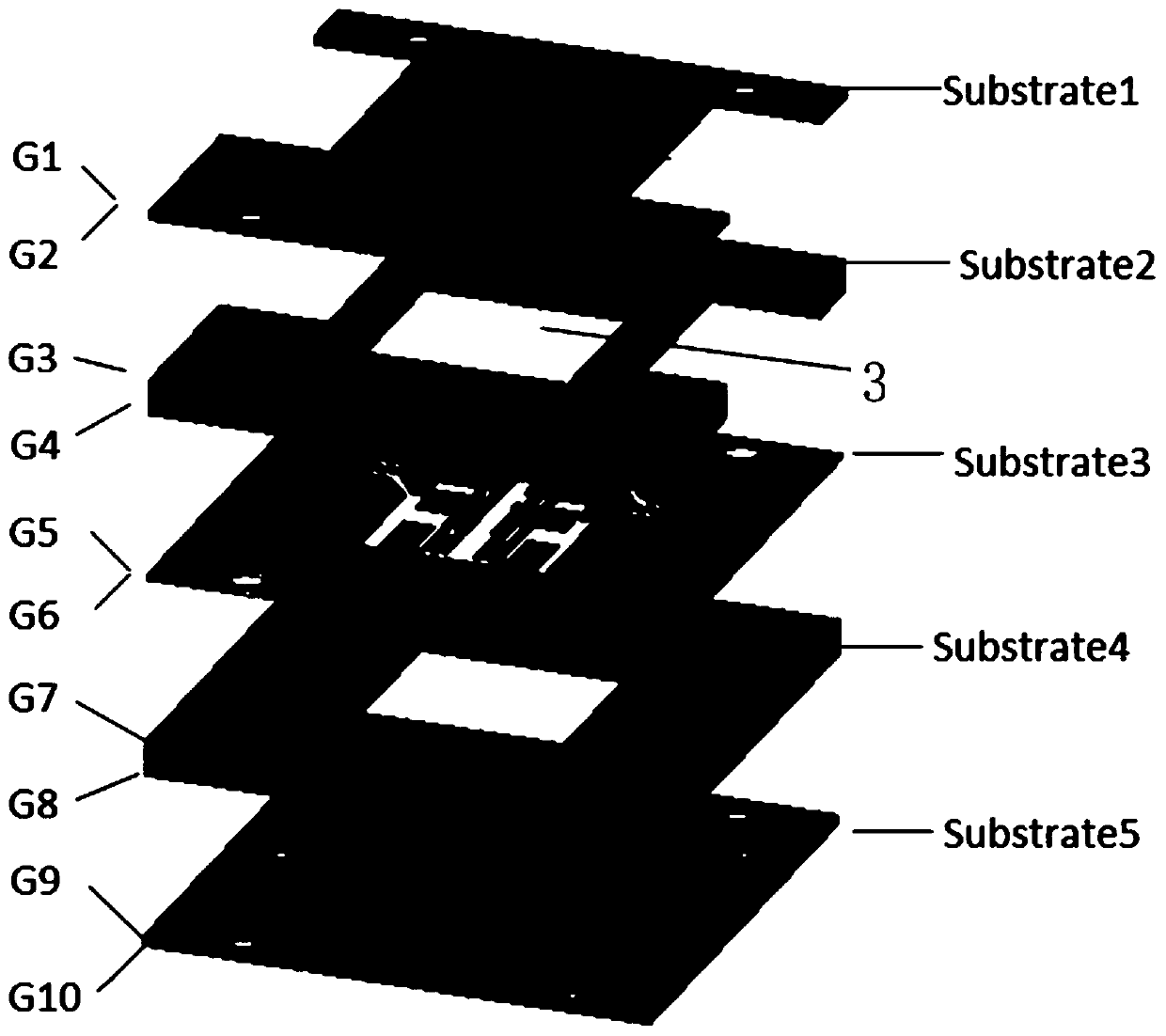 Band-pass filter based on 5G double-frequency dielectric integrated suspension lines