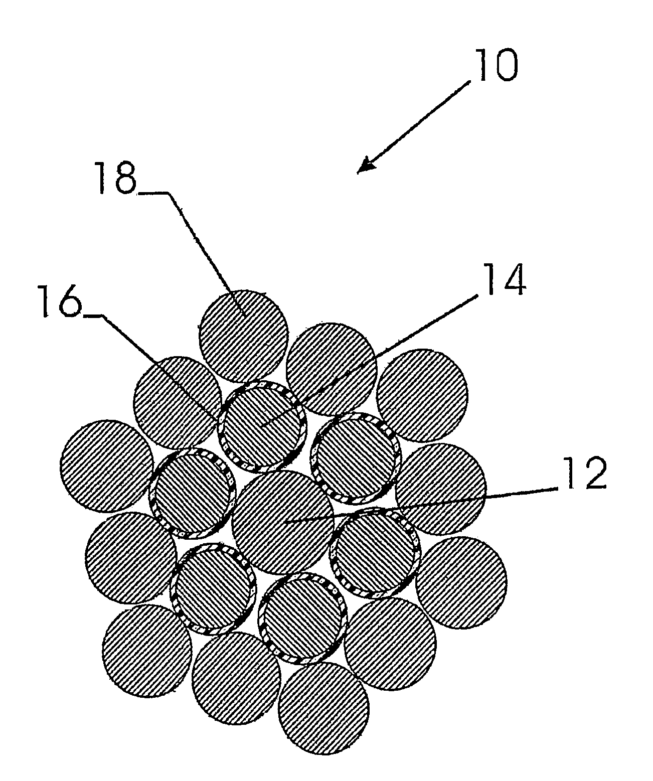 Multi-layer steel cord where intermediate filaments are coated with a polymer