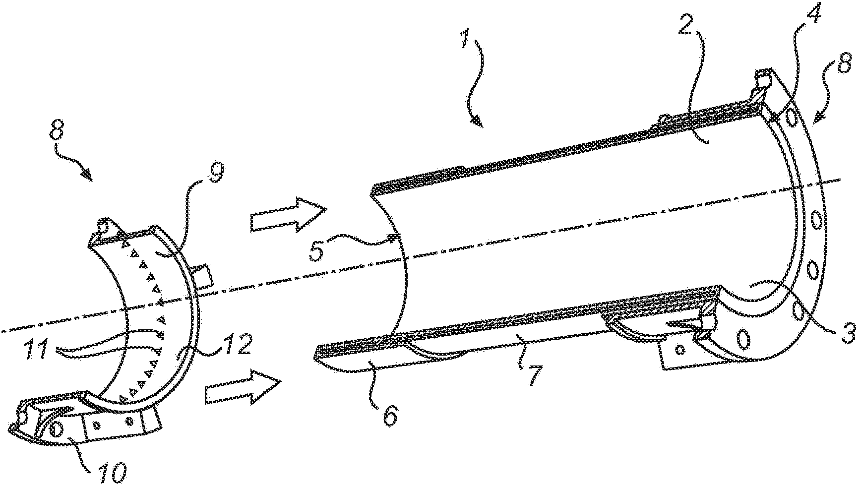 Metal pipe having an elastomeric coating, a coupling device and a system for transporting material in mineral processing plants