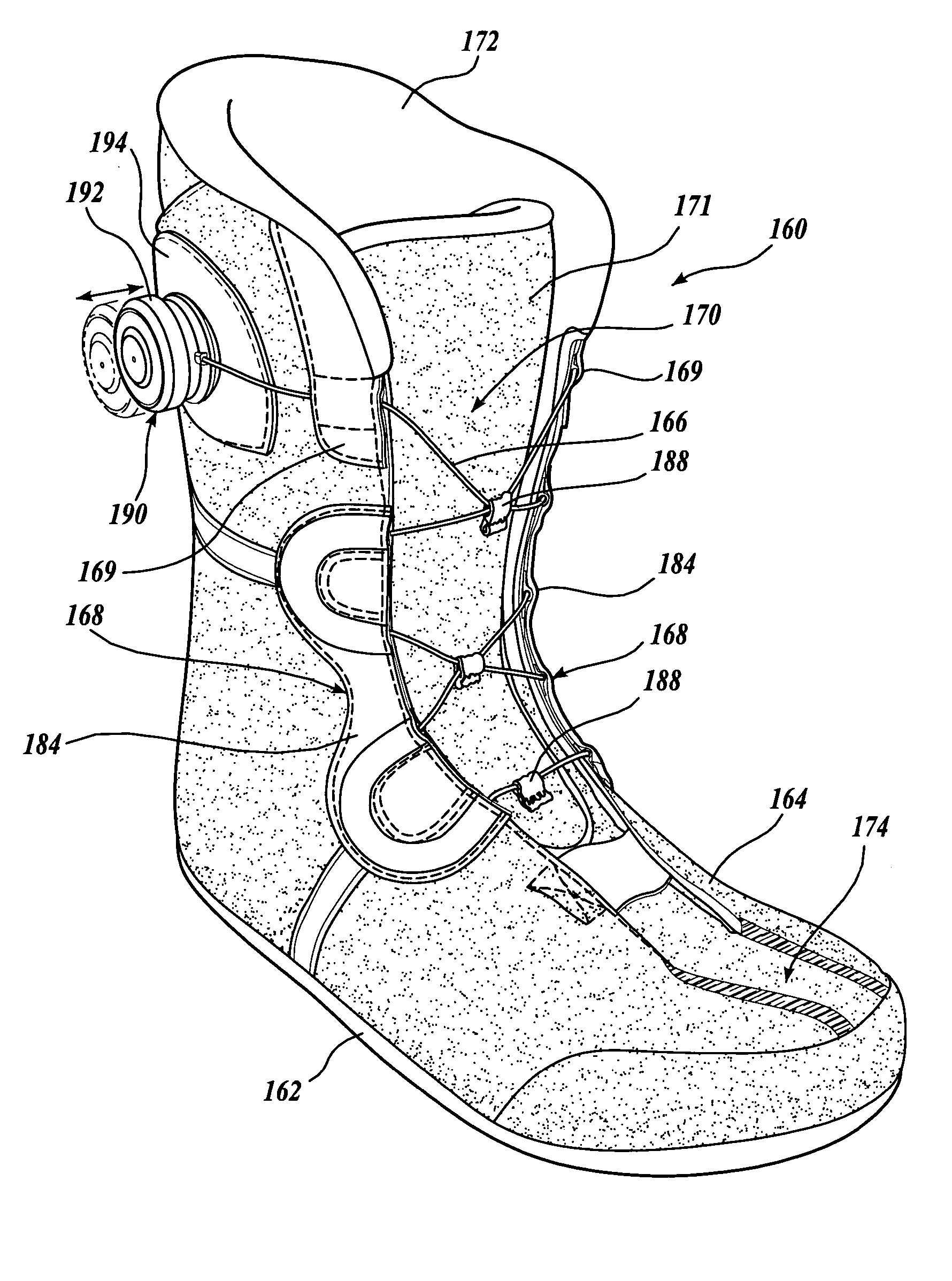 Snowboard boot with liner harness