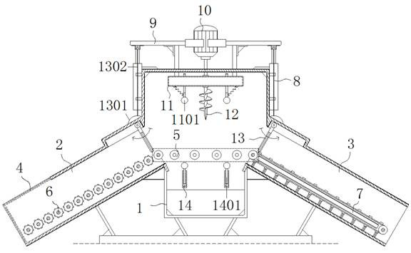Dust suppression type material guide mechanism for building mortar processing