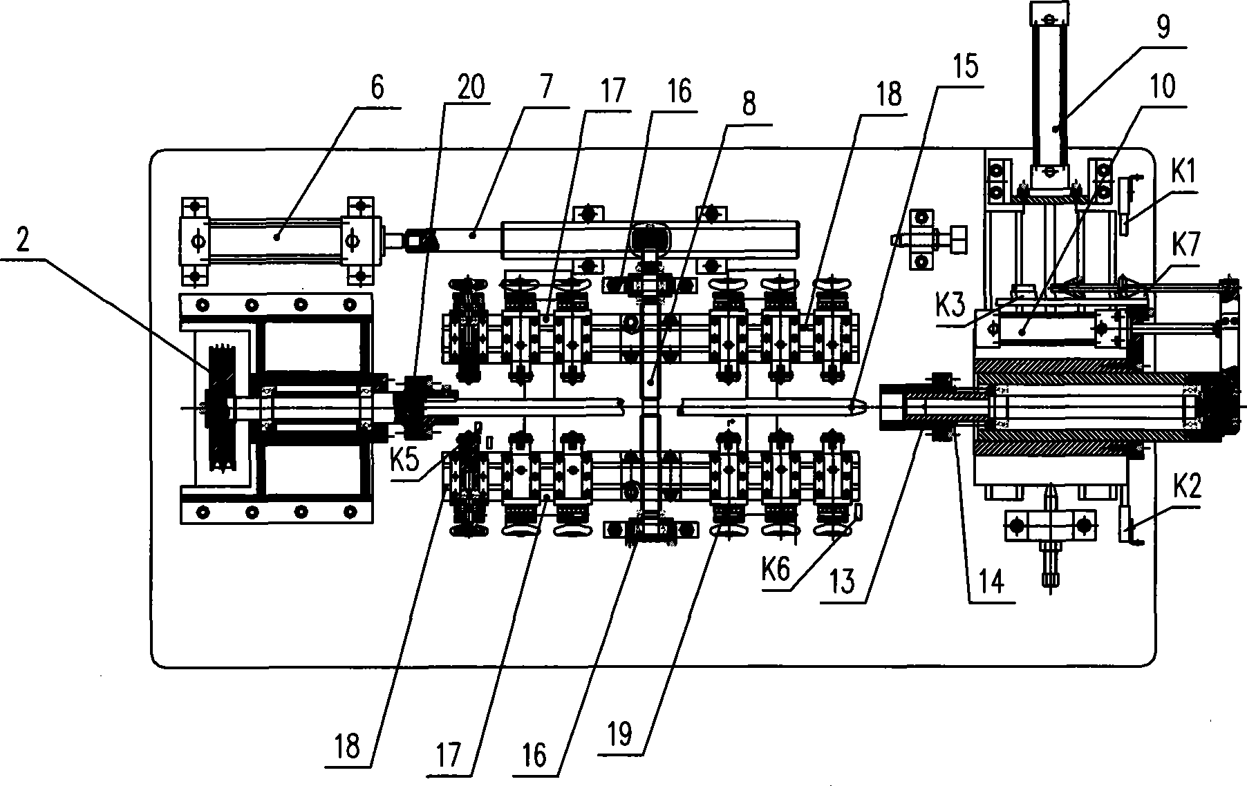 Metal axial-flow fan roller riveting and forming machine