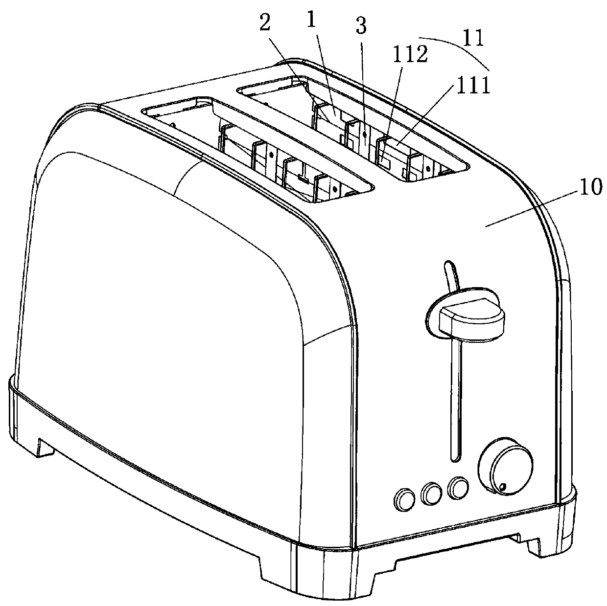 Toaster heat insulation and dissipation structure and toaster