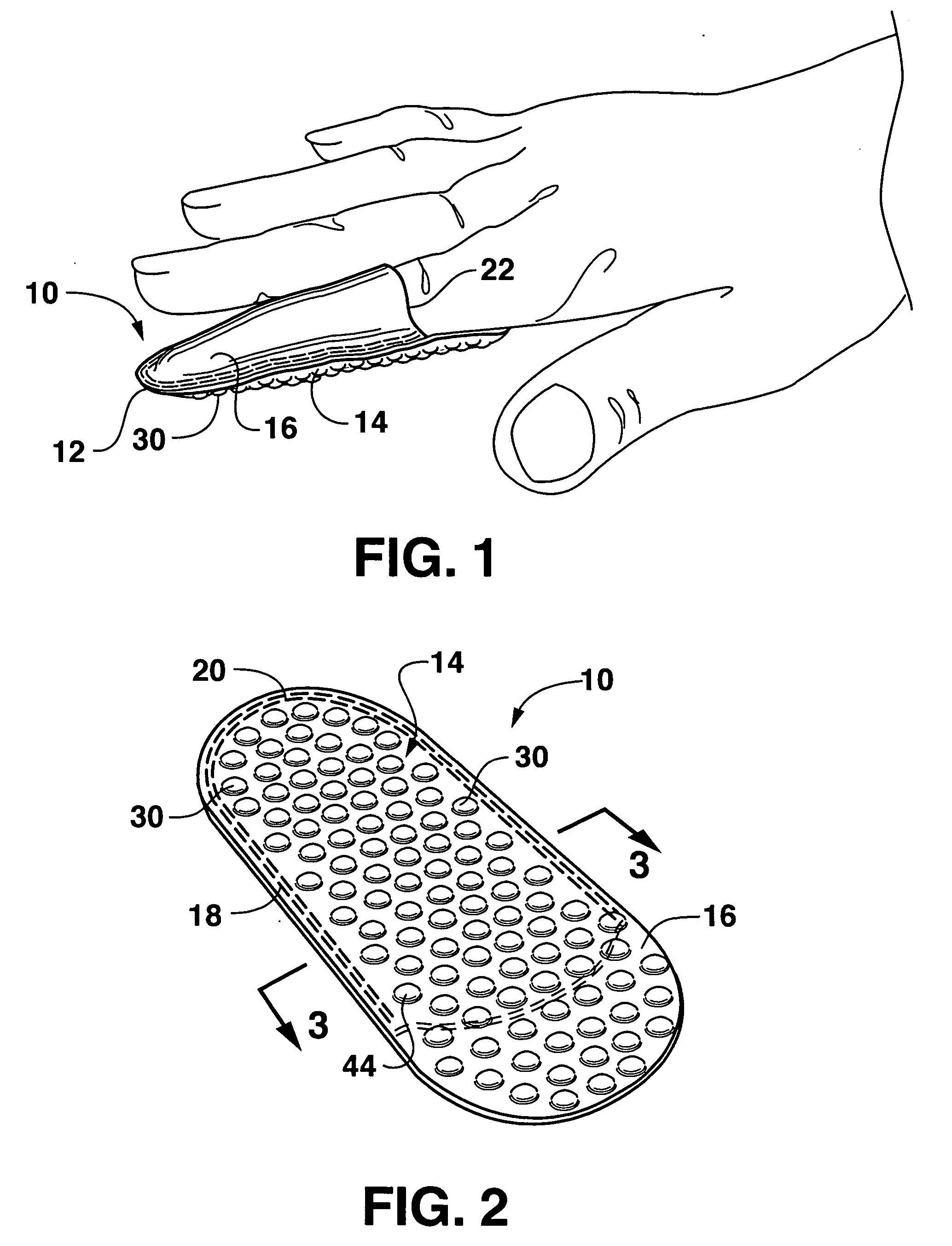 Applicator with discrete pockets of a composition to be delivered with use of the applicator