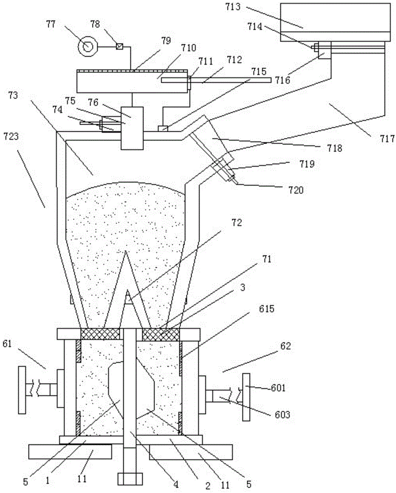 Top-bottom bidirectional uniform sand ejection casting and modeling device and method for manufacturing sand mold by device