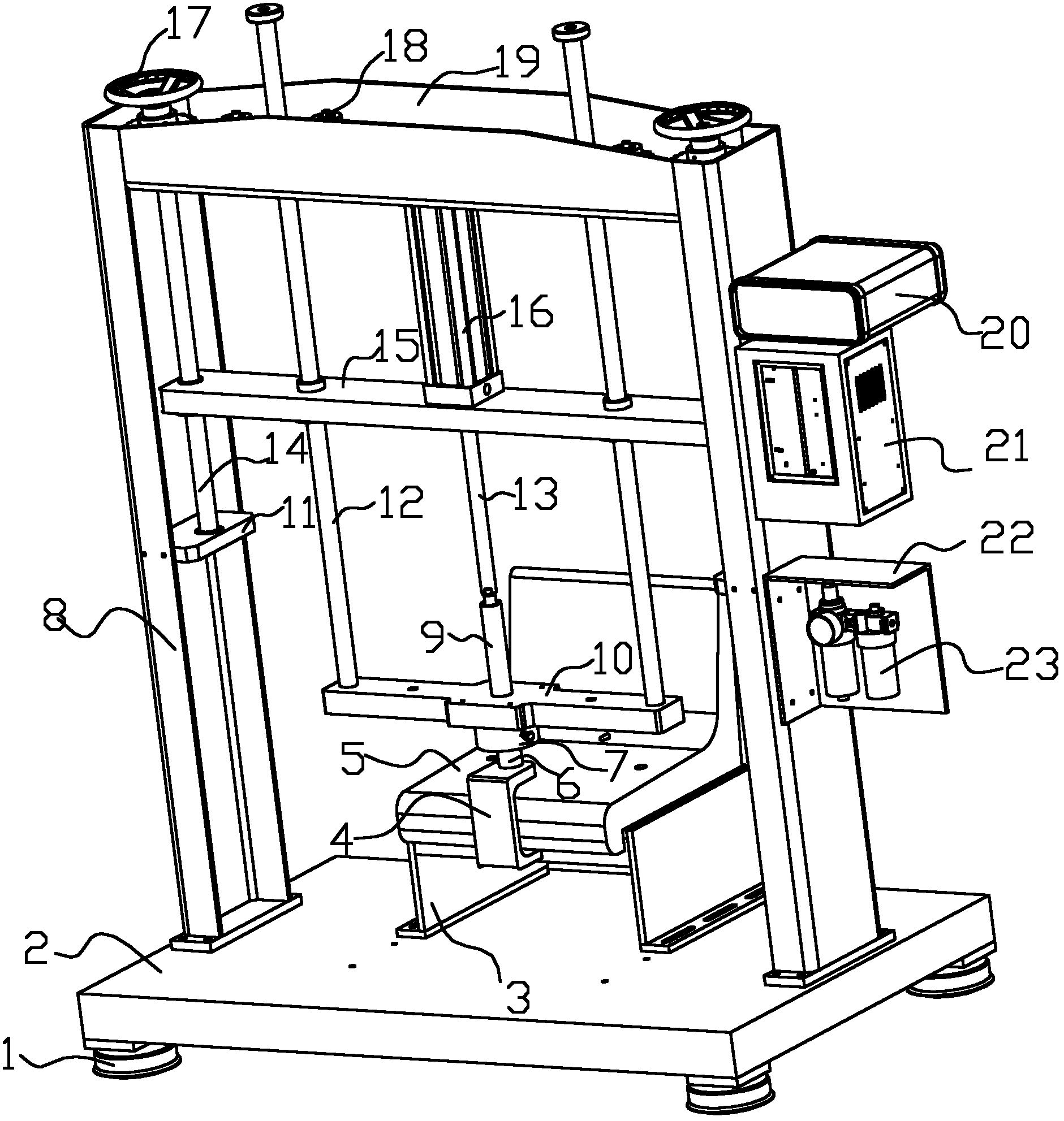 Vertical pulling-up test device and test method for chair