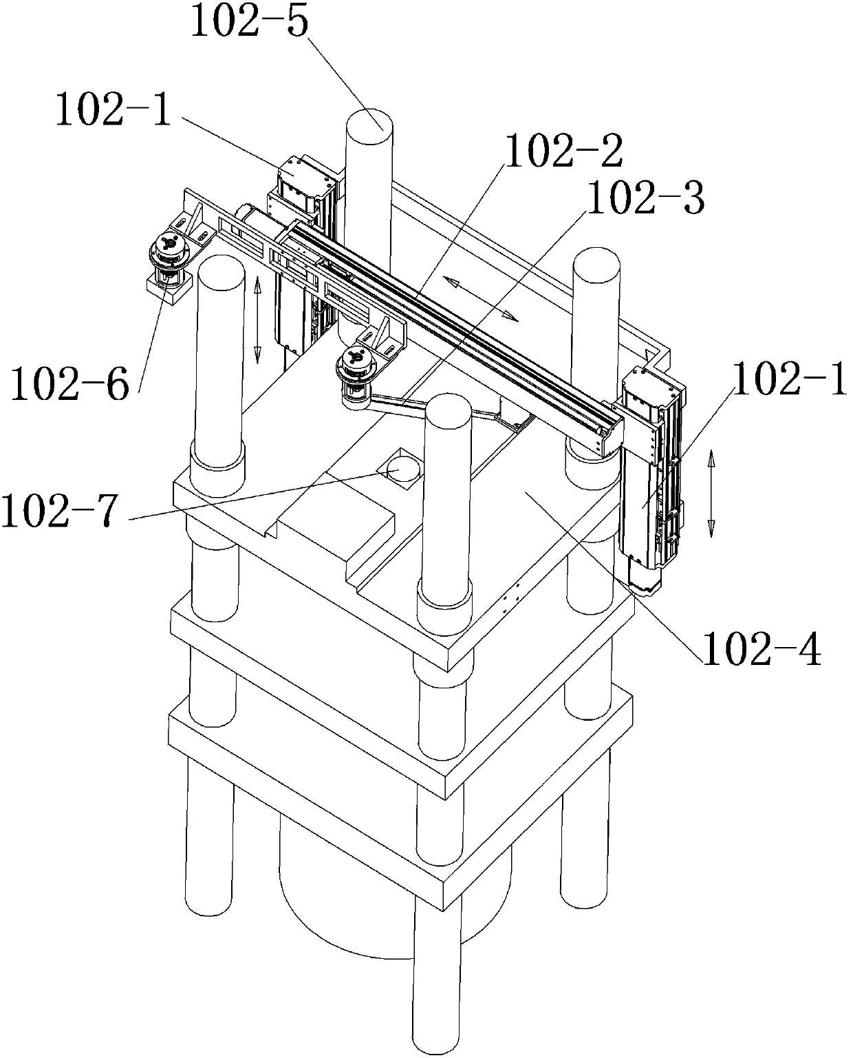 Complete set of equipment for grabbing and packing diamond pyrophyllite blocks