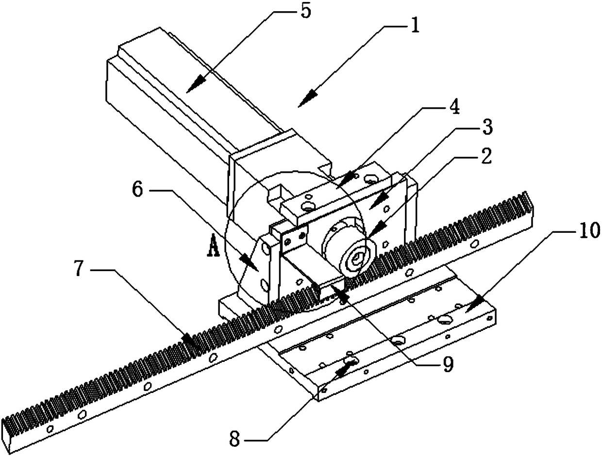 Transmission device for gear guide rail