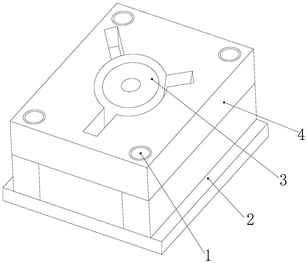 A multi-directional die forging die for a three-ear cylindrical bracket