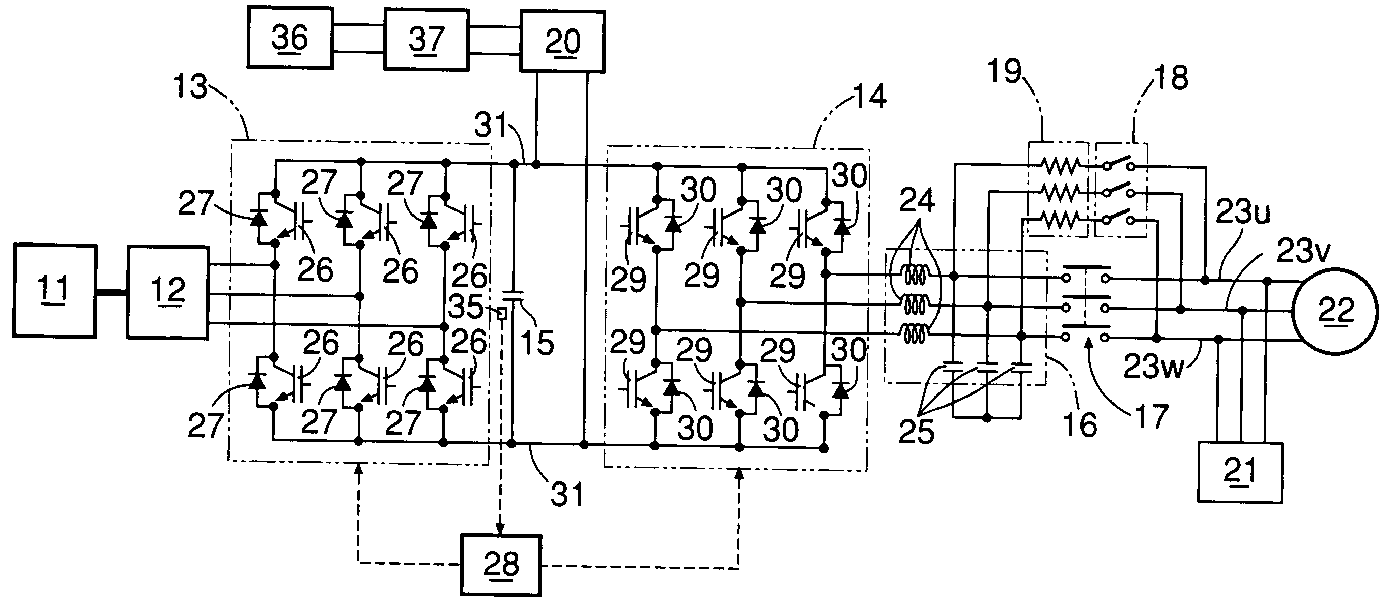Pre-charging system for smoothing capacitor