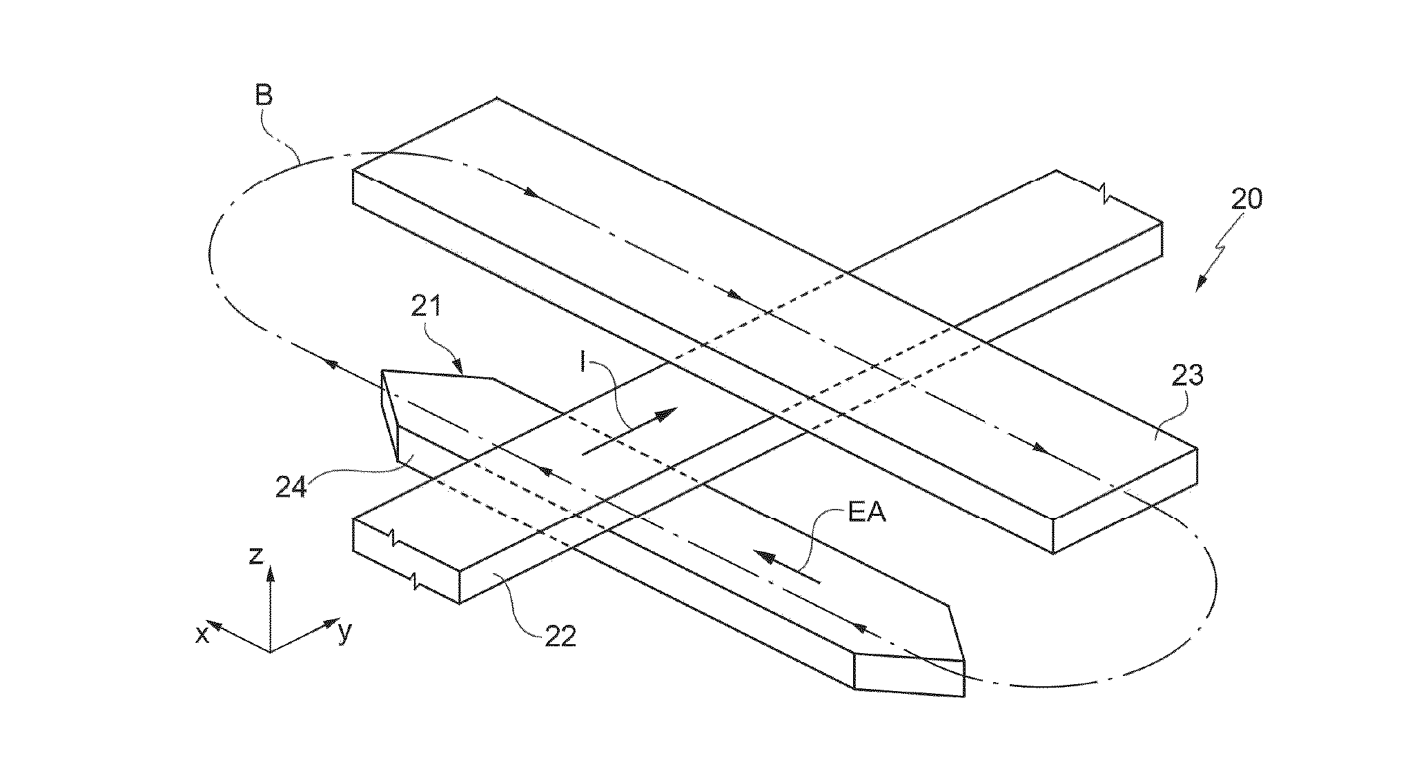 Low-consumption, amr-type, integrated magnetoresistor