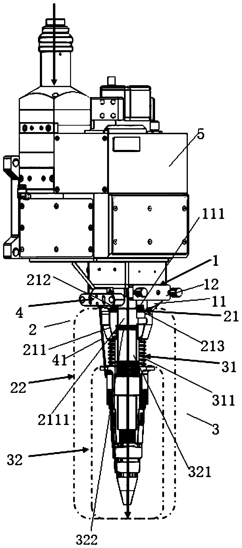 Anti-collision protection device for laser welding of swing head