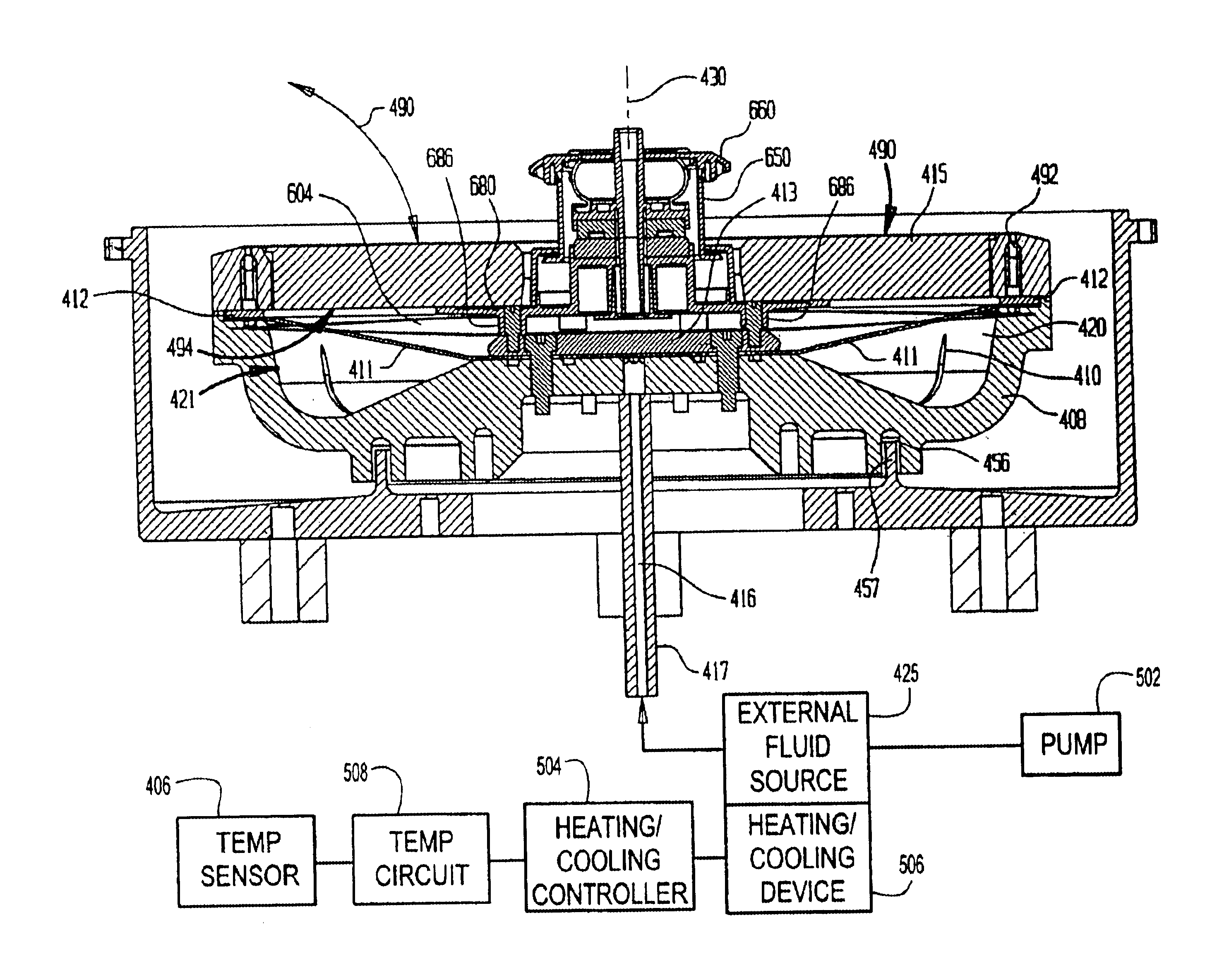 Biological processing apparatus for expressing fluid material