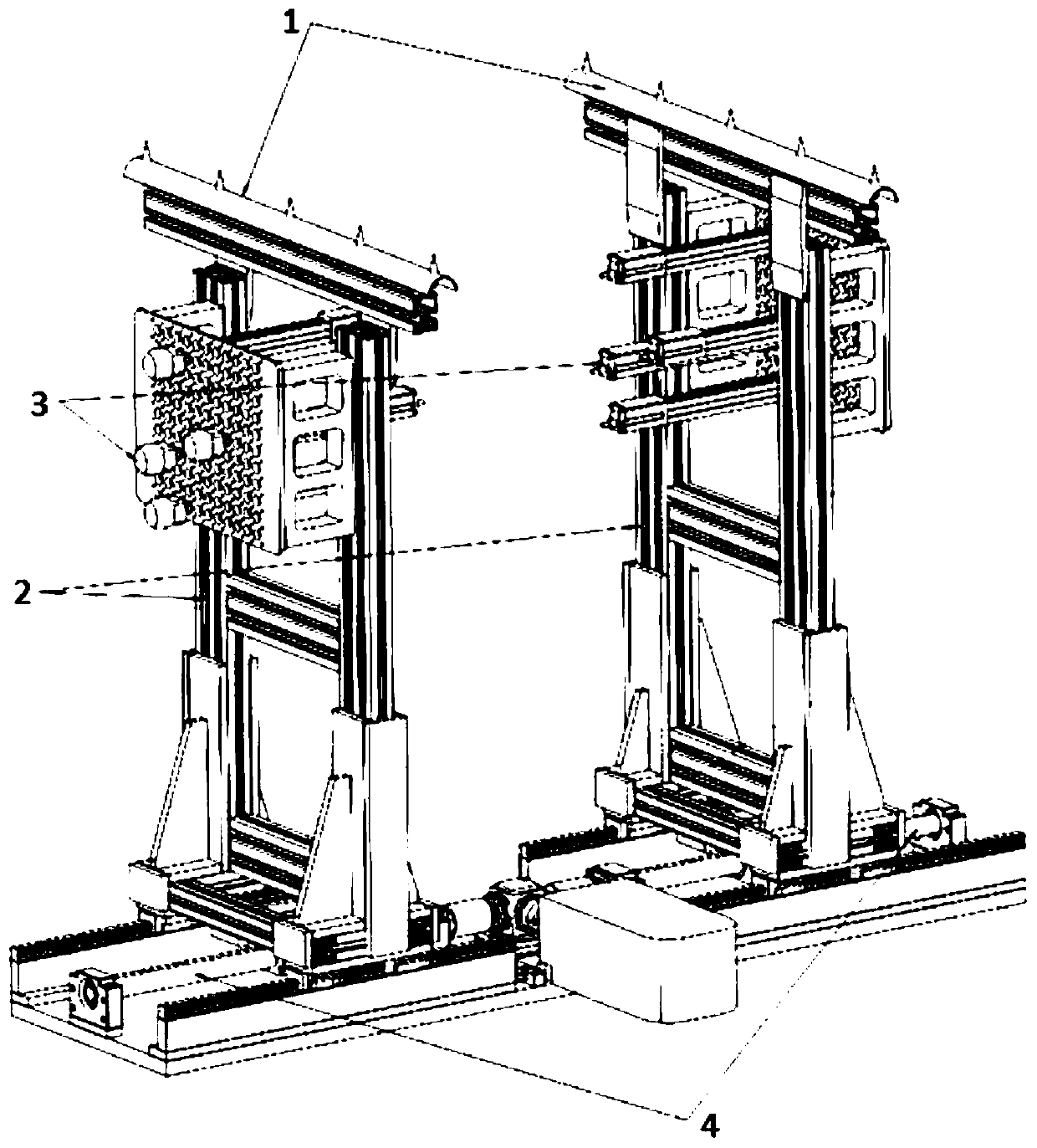 Flexible positioning bracket for coating and automatic feeding and discharge of exterior trimming parts