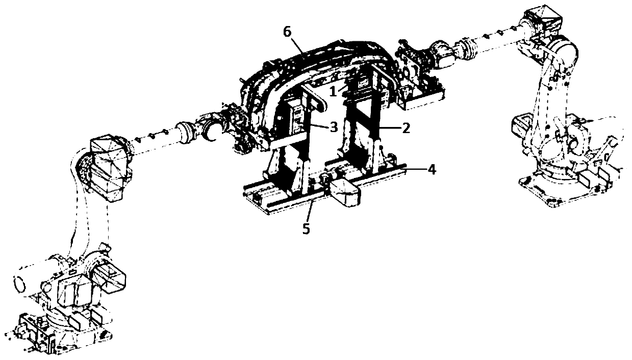 Flexible positioning bracket for coating and automatic feeding and discharge of exterior trimming parts