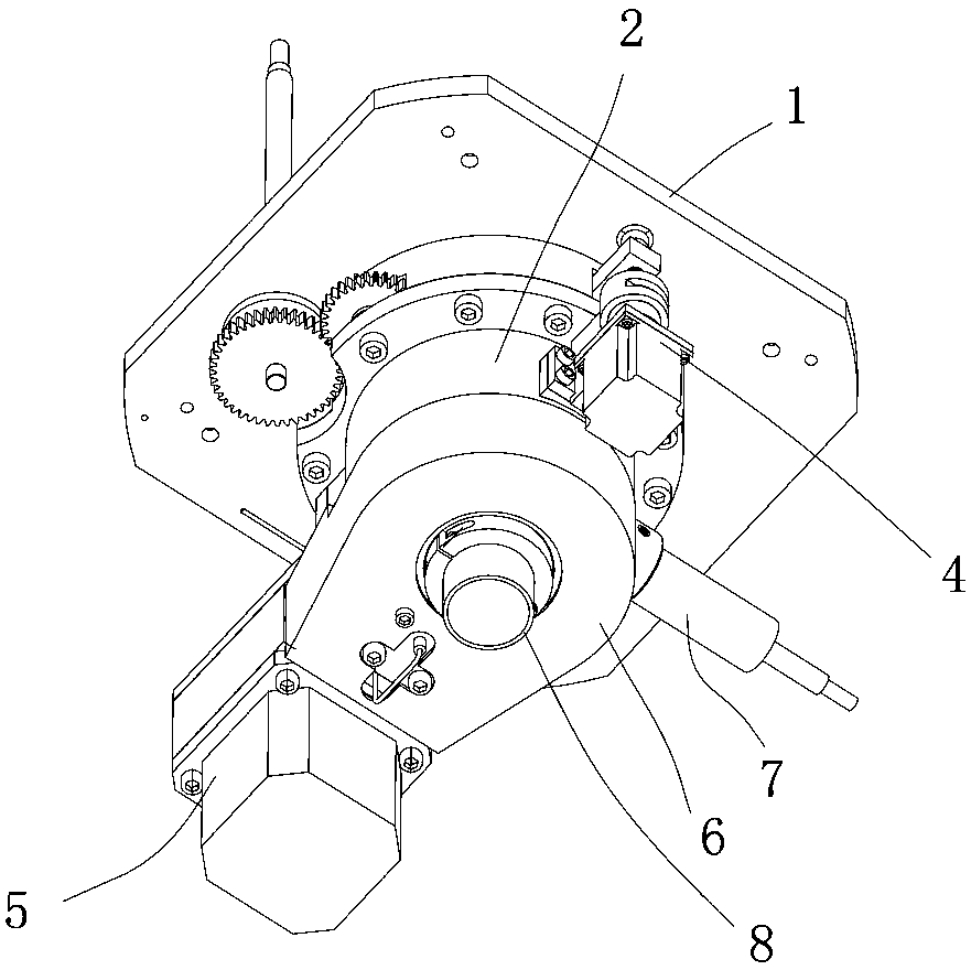 Large-plate transmission and density control structure of knitting hosiery machine