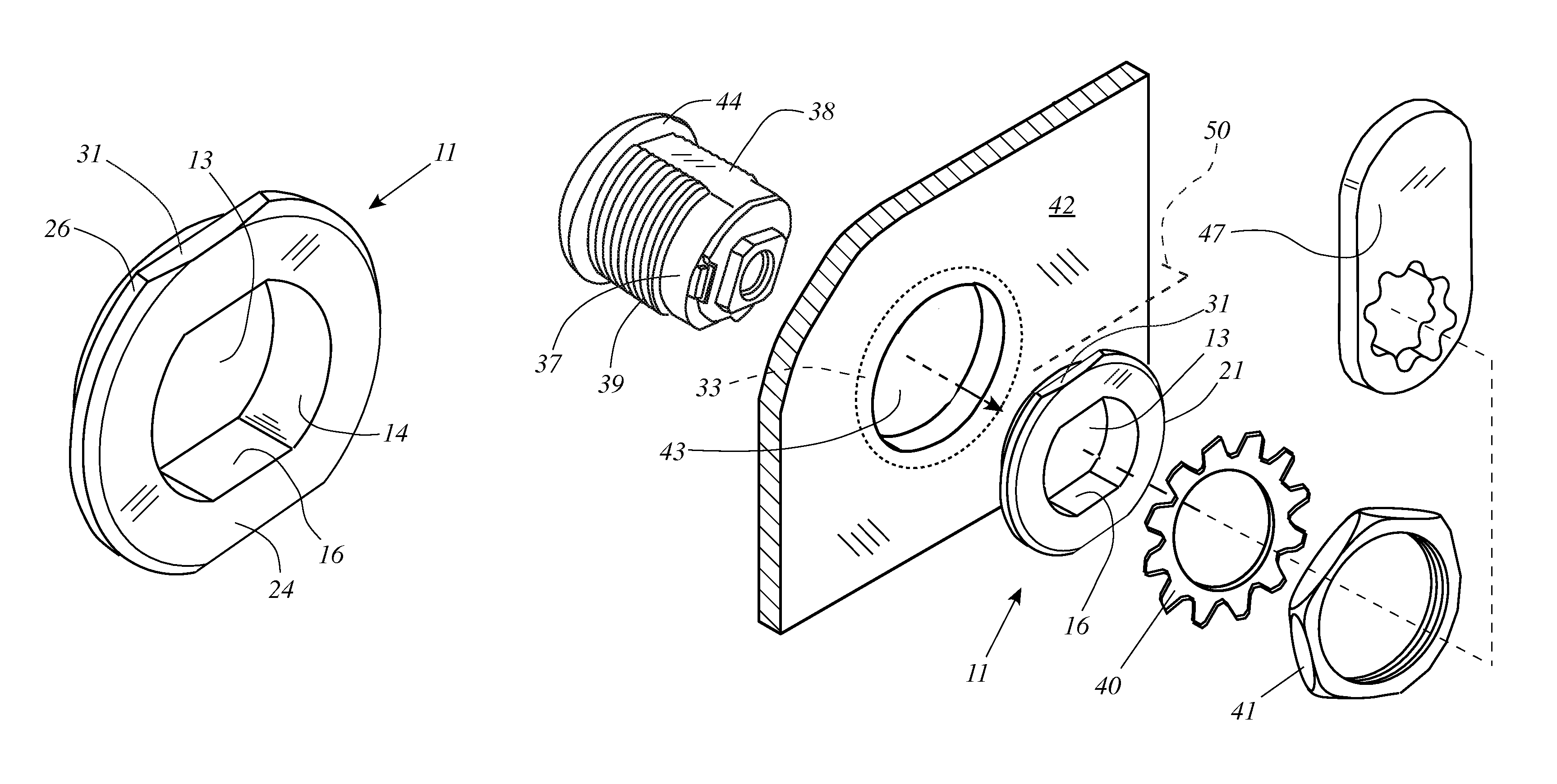 Hole adapter insert for lock mounting