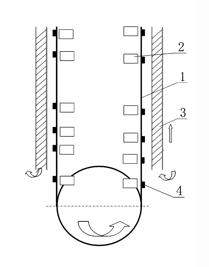 Variable-frequency auto-synchronous transmission system for getting-on and getting-off of cableway cable car