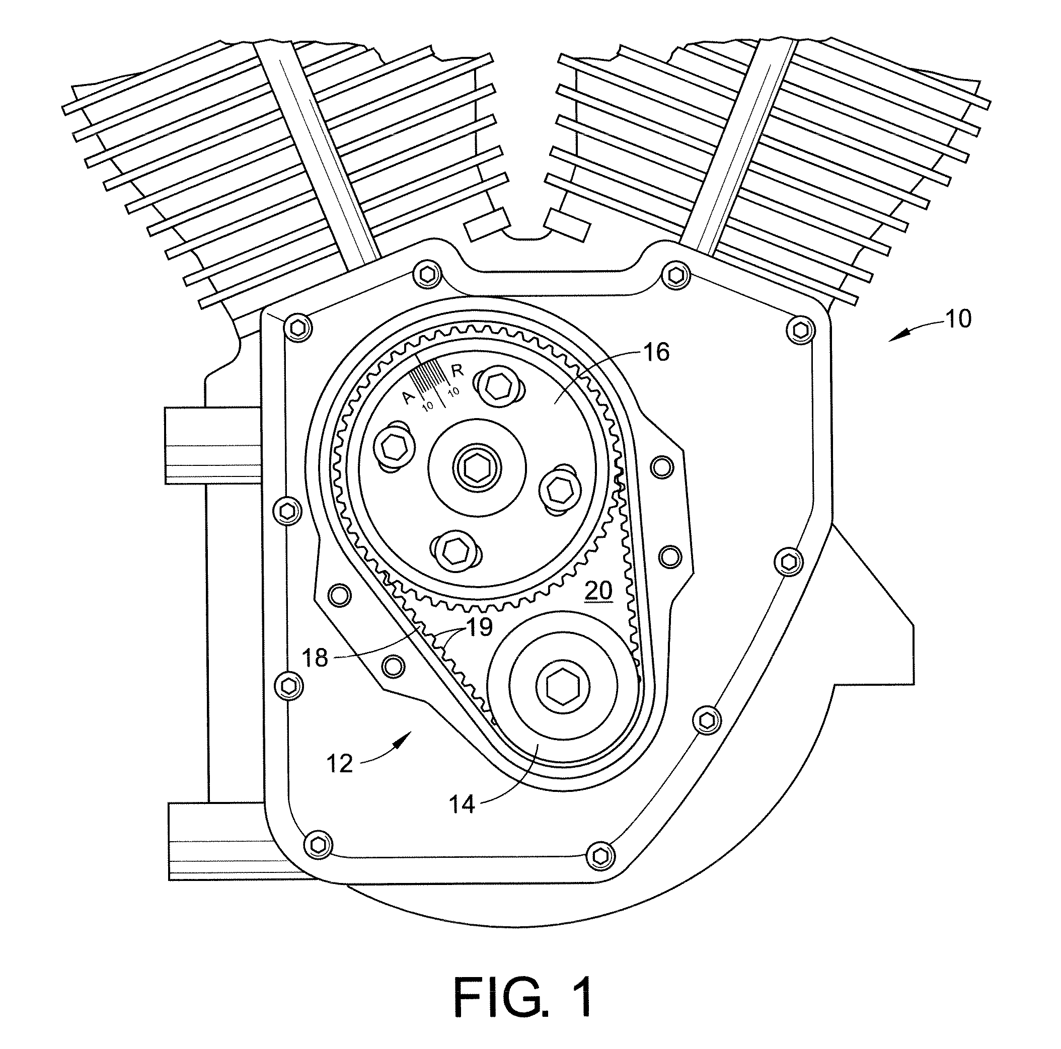 Air cooled Twin Cam V-Twin motorcycle engine timing belt system