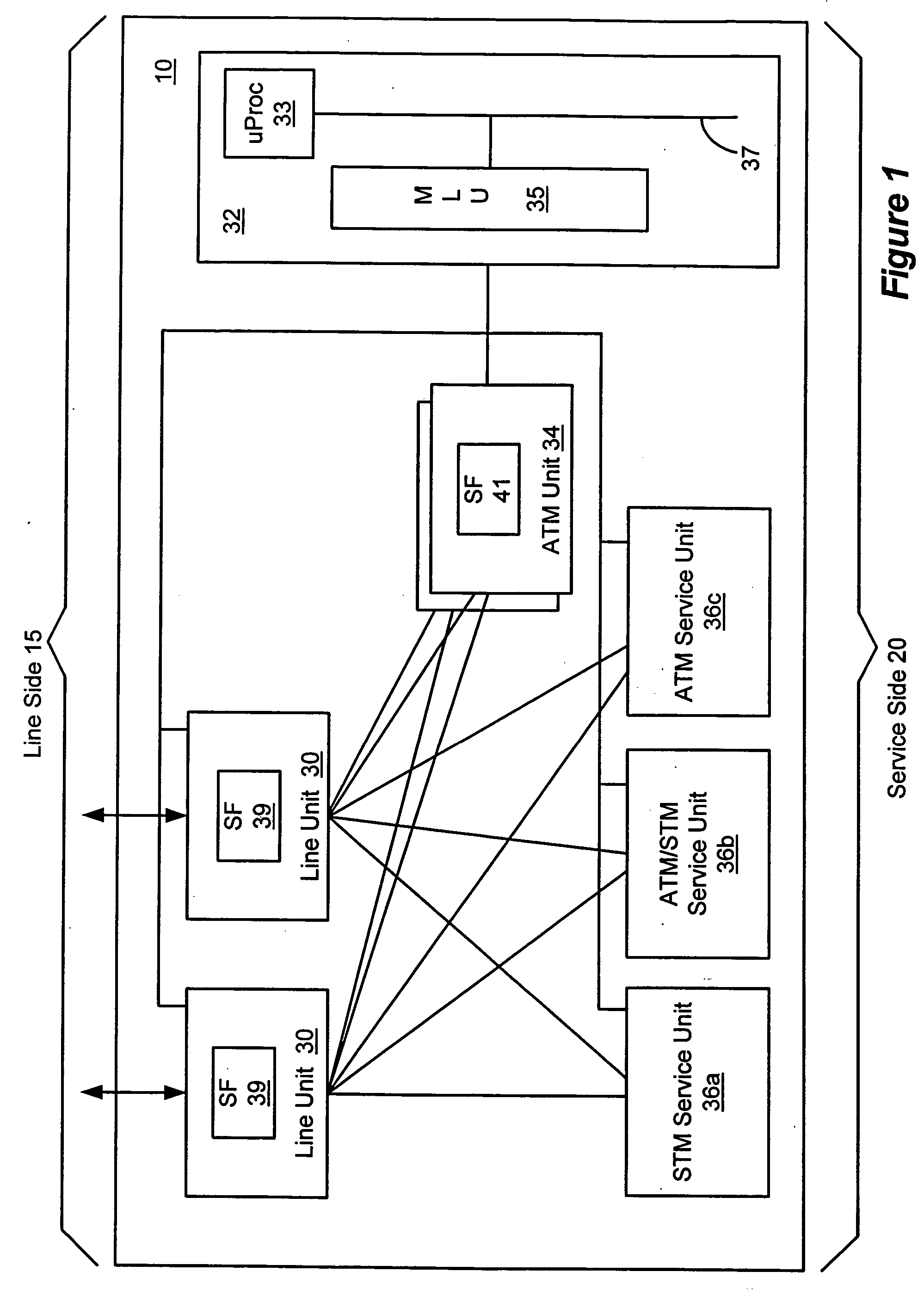 Architecture for a hybrid STM/ATM add-drop multiplexer