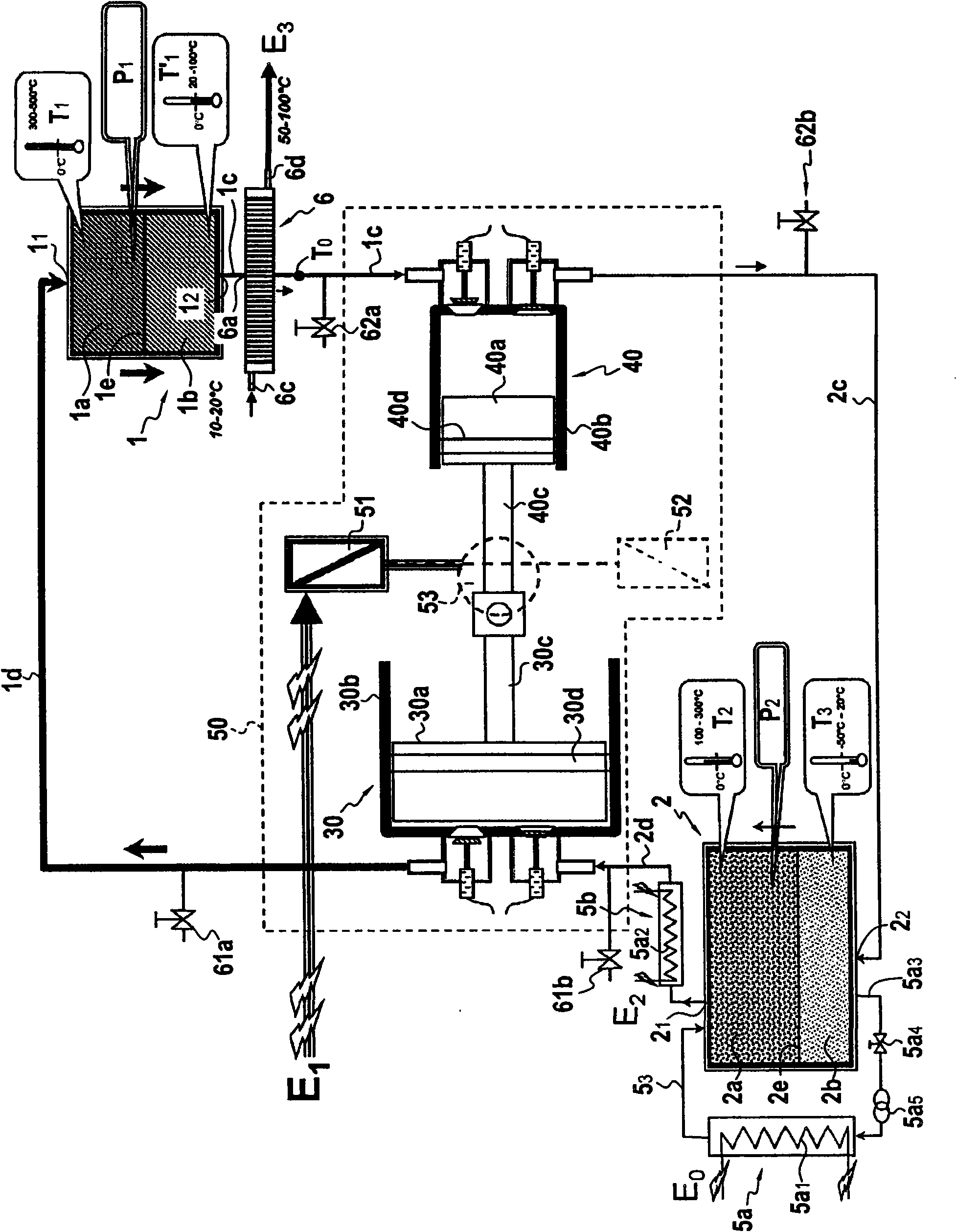 Installation and methods for storing and restoring electrical energy using a piston-type gas compression and expansion unit
