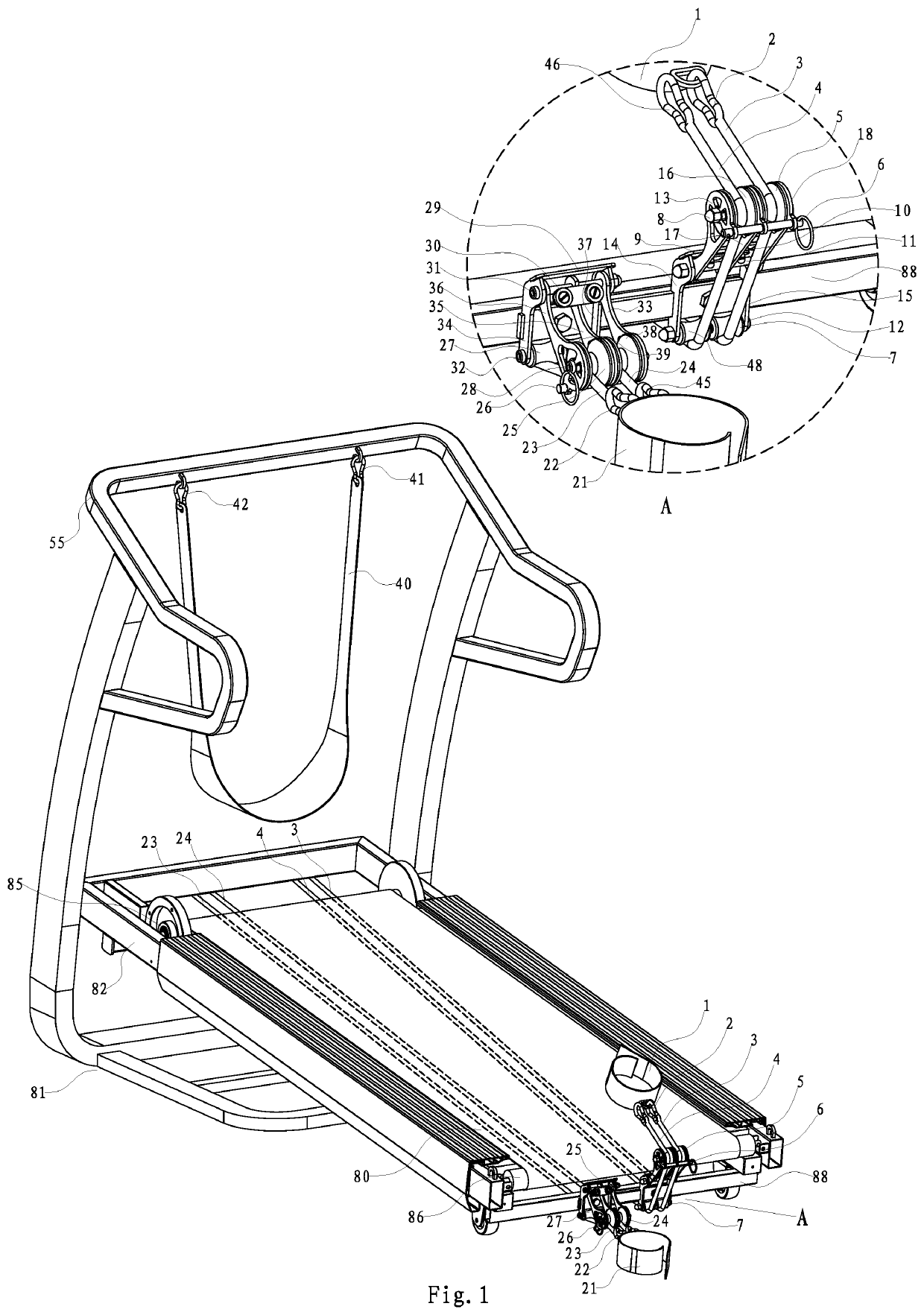 Treadmill with Continuous Pull Force on User