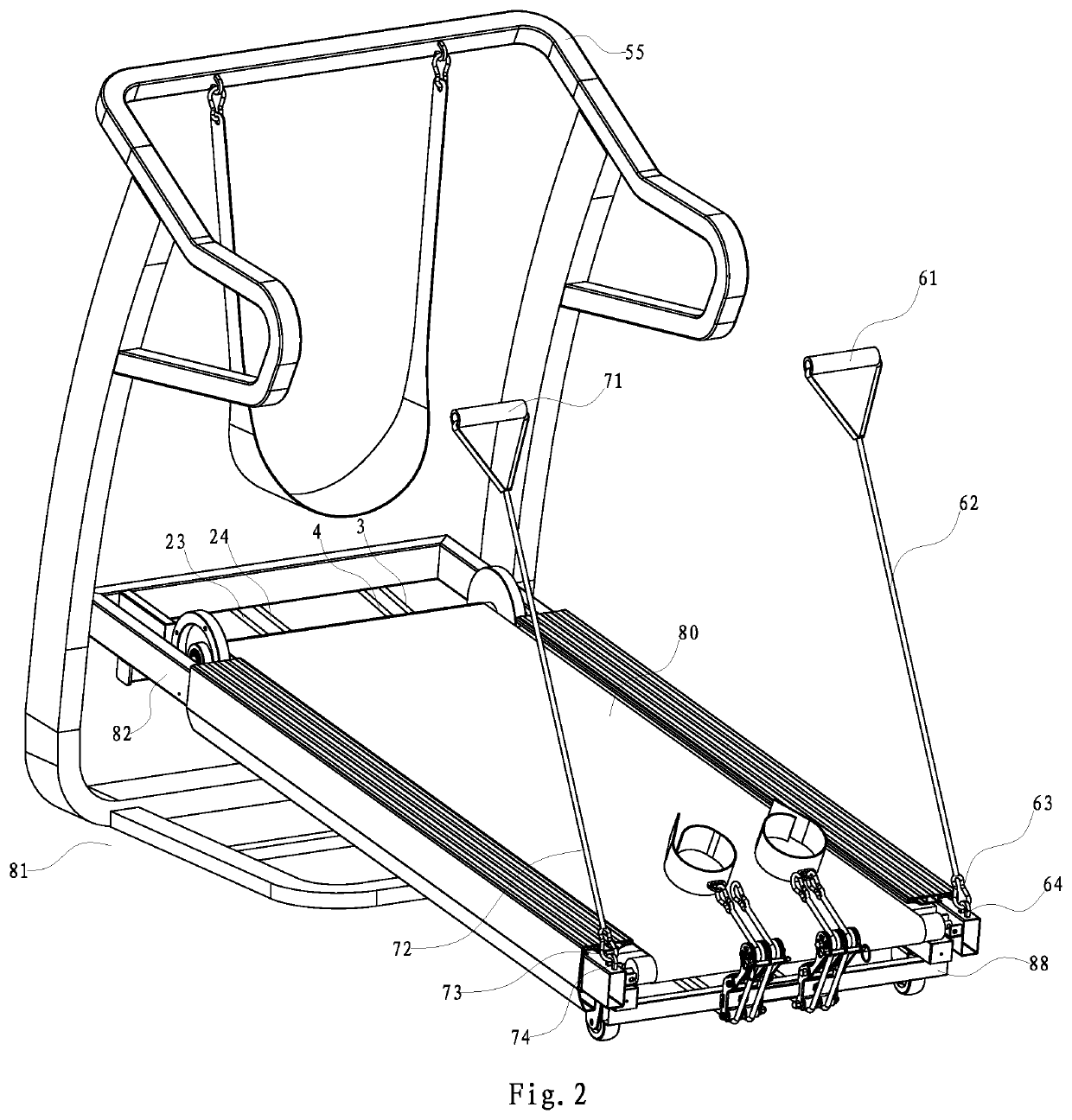 Treadmill with Continuous Pull Force on User