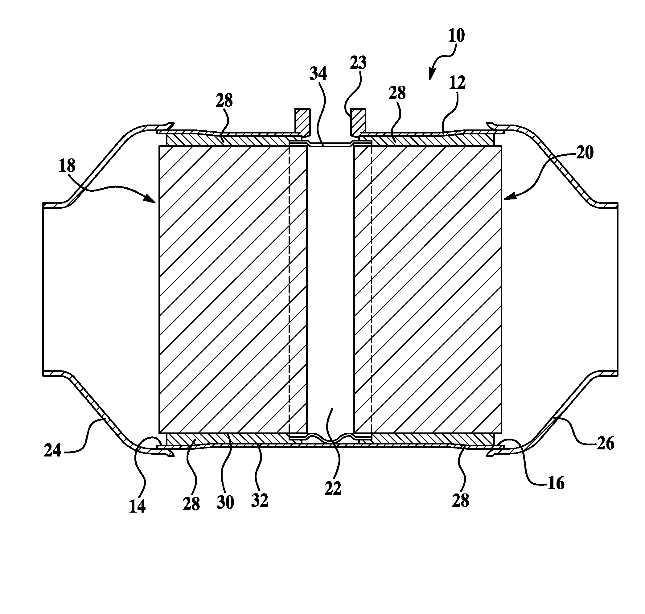 Exhaust treatment device with sensor and method of making