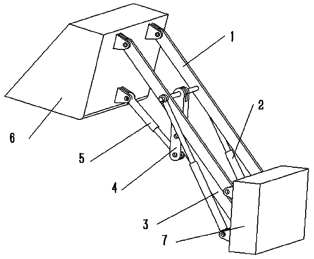 Novel mechanical arm of radial lifting mechanism of loading machine
