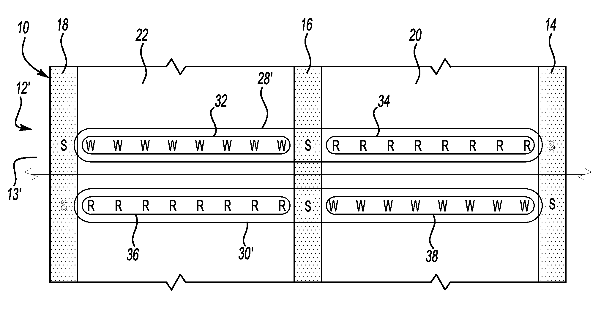 Tape head layout having offset read and write element arrays