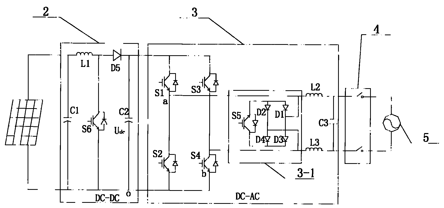 Efficient no-transformer single phase photovoltaic grid-connected inverter