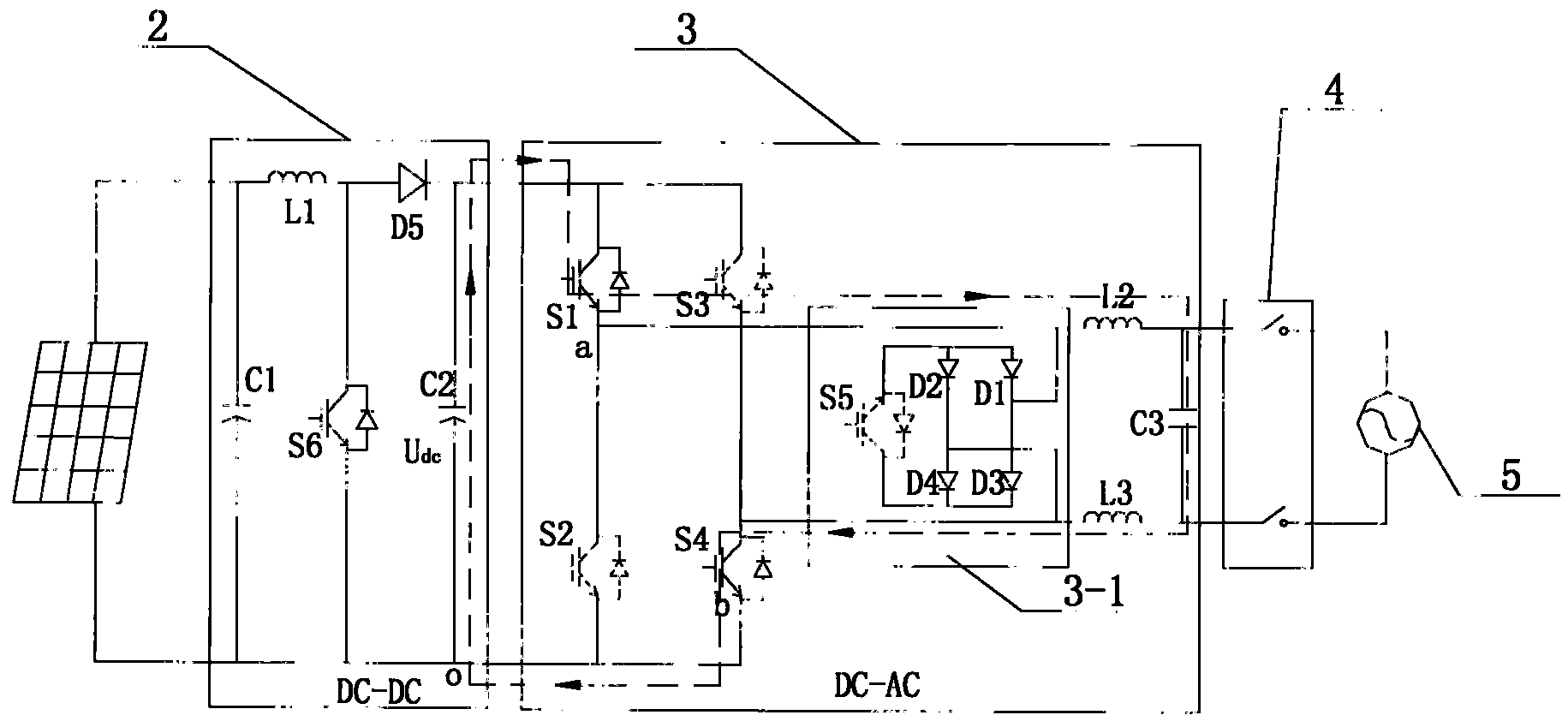 Efficient no-transformer single phase photovoltaic grid-connected inverter